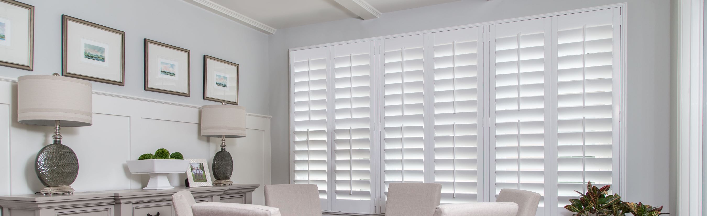 Plantation Shutters in Modern Dining Room